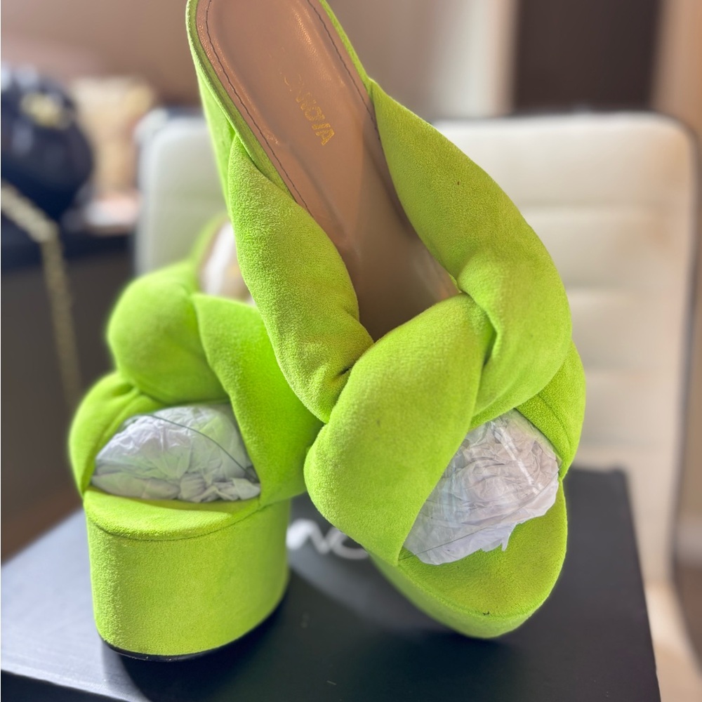 Fashion Nova Neon Green Platform Heels